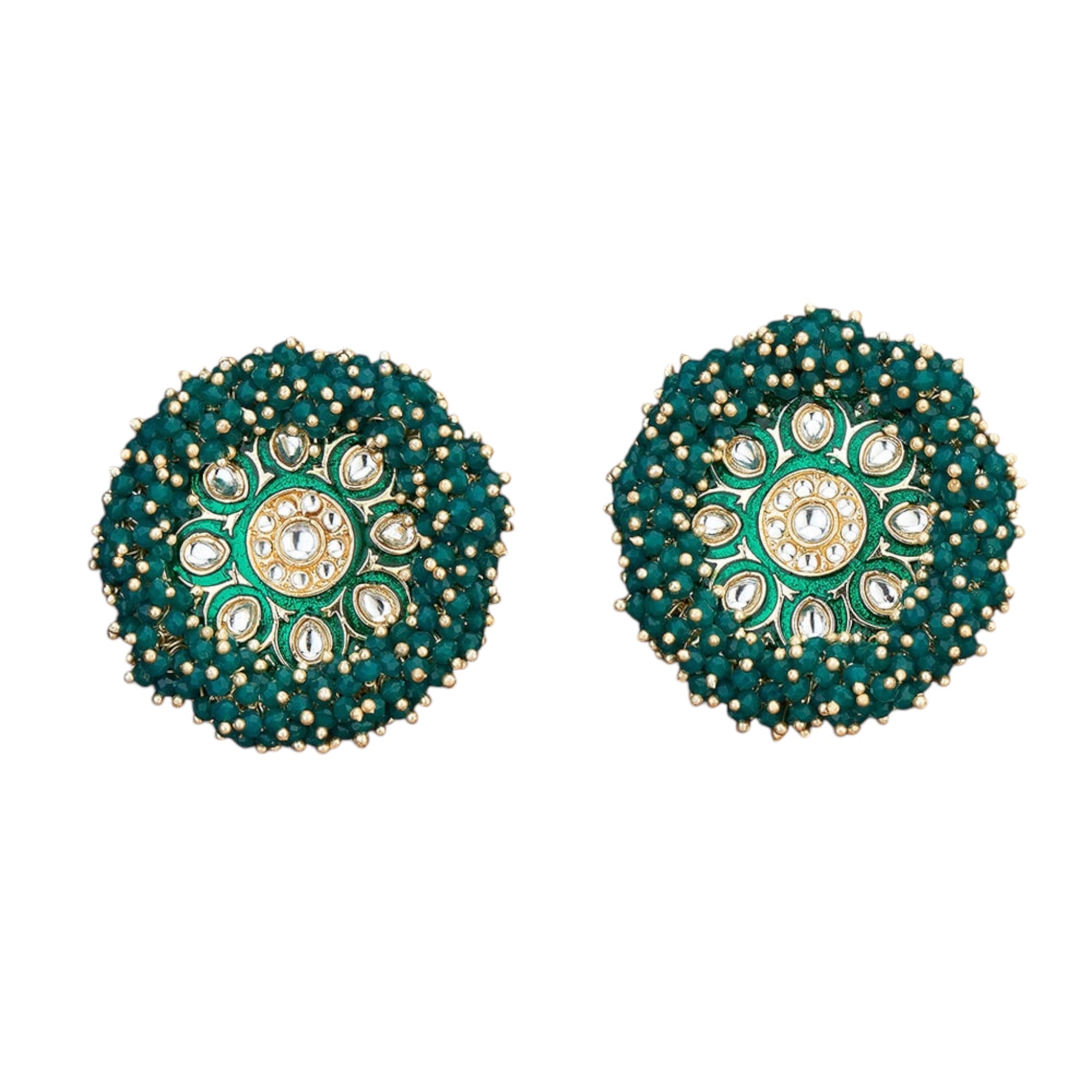 Lavish Giftz Gold Plated Indo Western Meenakari Stud Earrings - Green