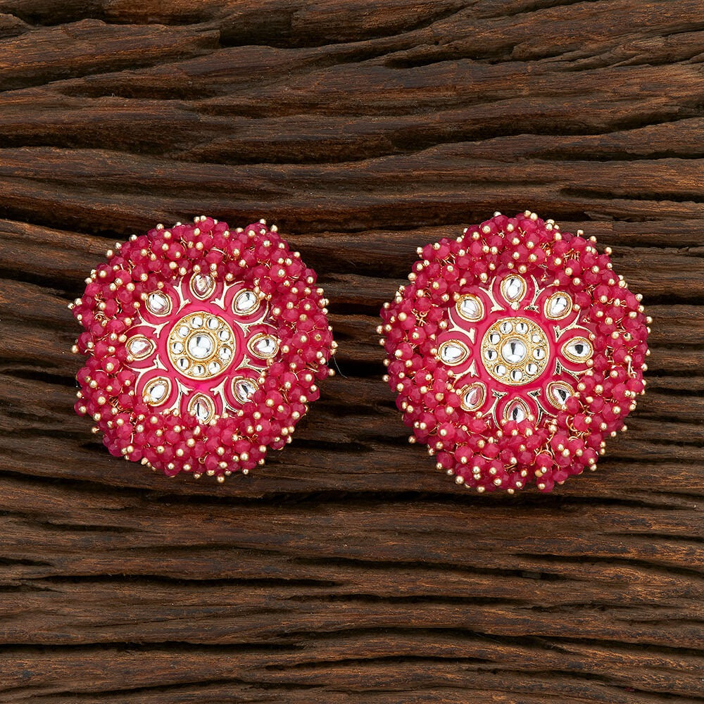 Lavish Giftz Gold Plated Indo Western Meenakari Stud Earrings