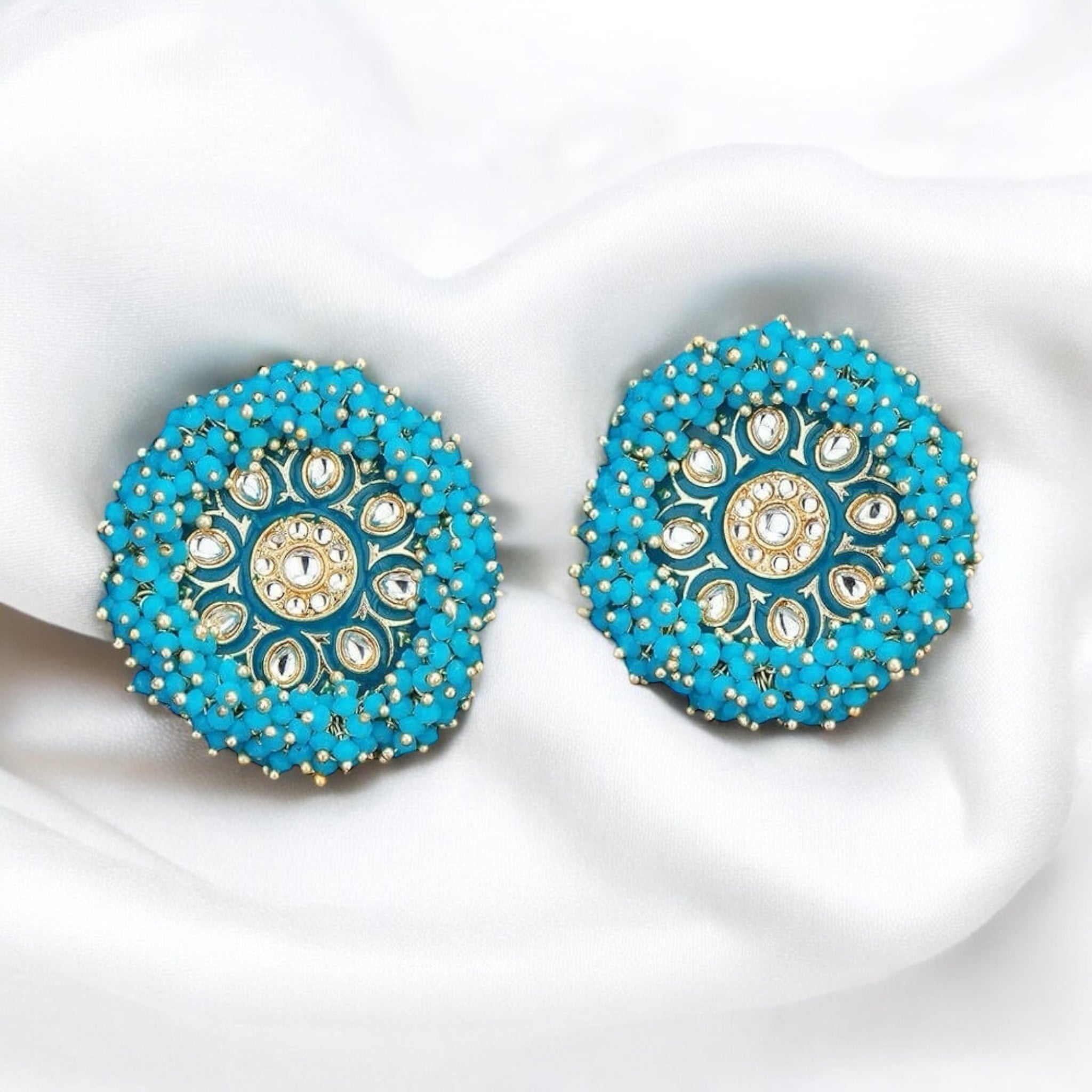 Lavish Giftz Gold Plated Indo Western Meenakari Stud Earrings