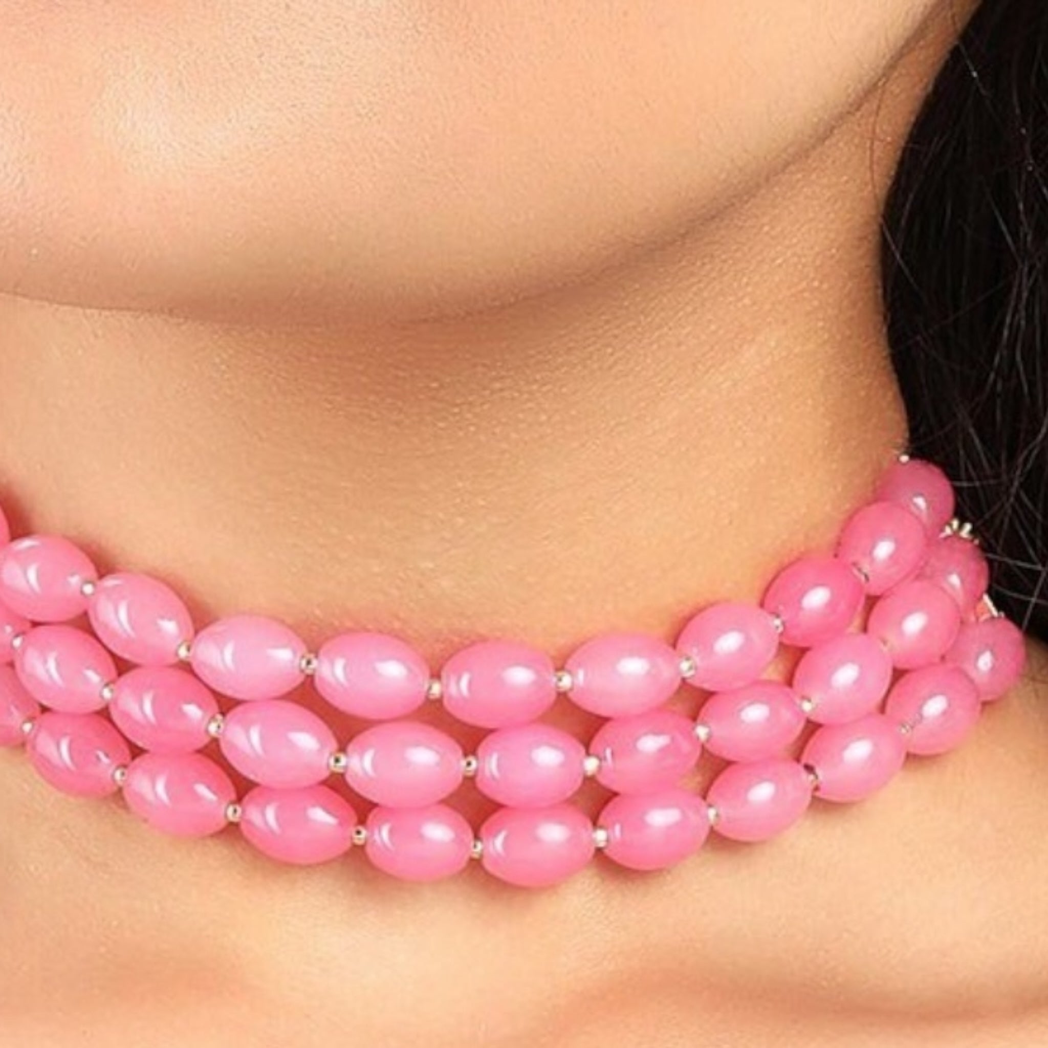 Lavish Giftz Pink Beads Choker Necklace