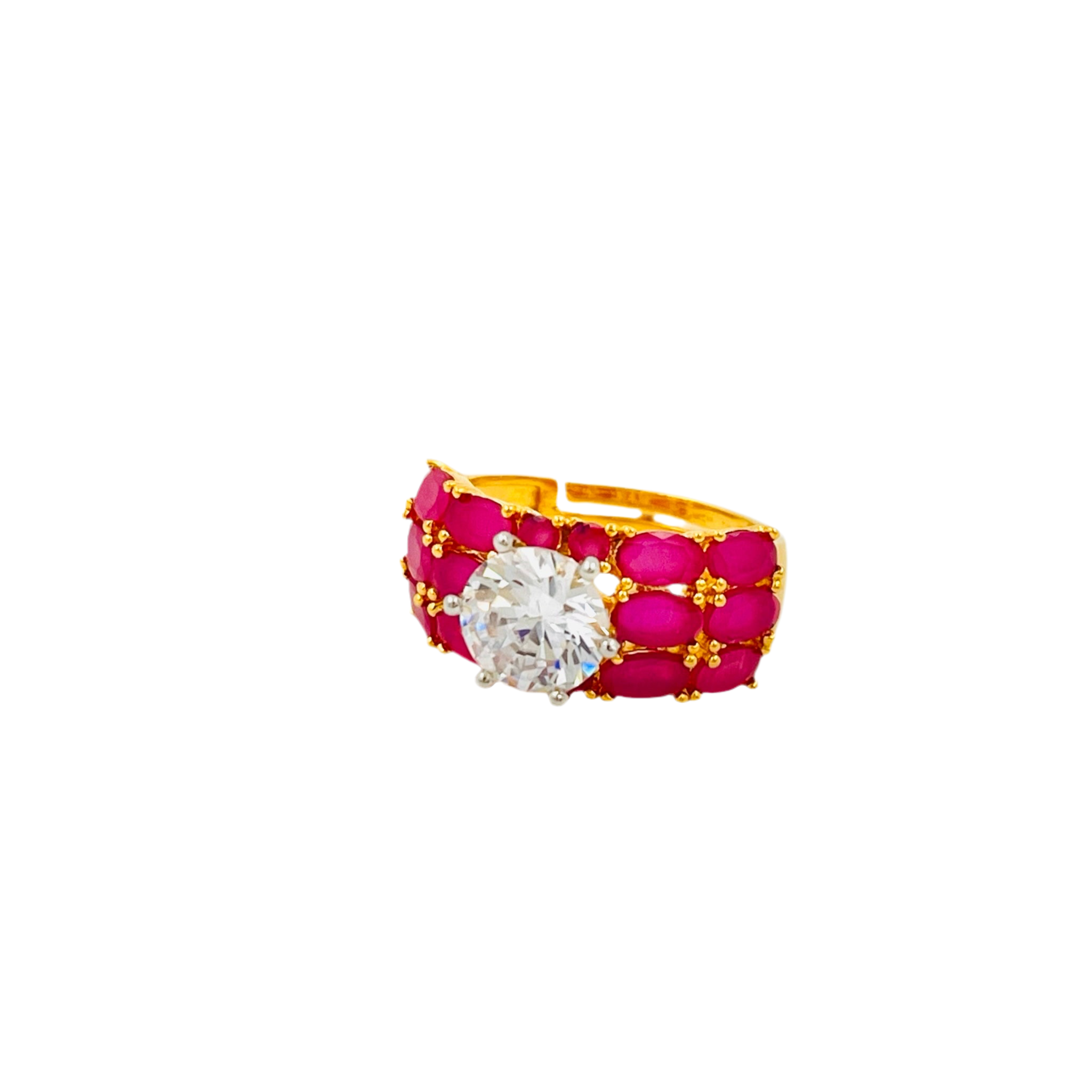 Lavish Giftz Maya Adjustable Cubic Zirconia Finger Ring - Rani