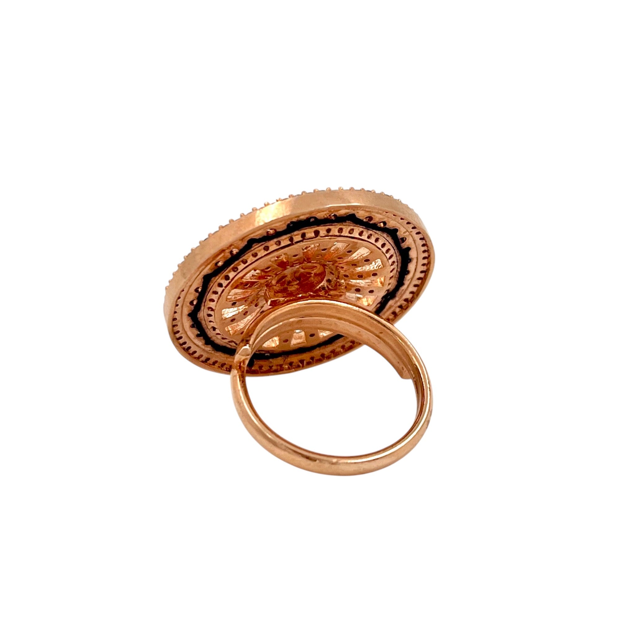 Lavish Giftz Empress Adjustable Ring With Rose Gold Plating - Blue