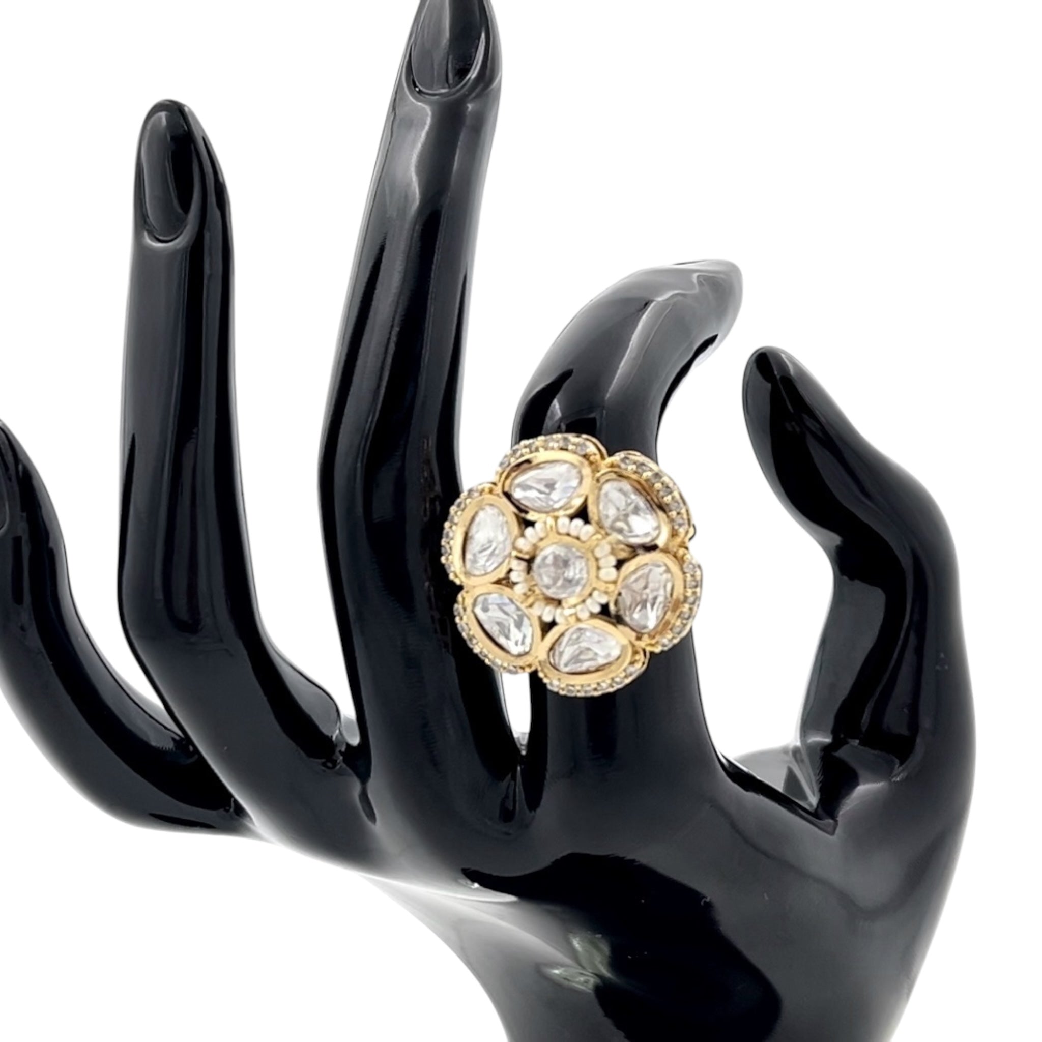 Lavish Giftz Regal Kundan Adjustable Statement Ring