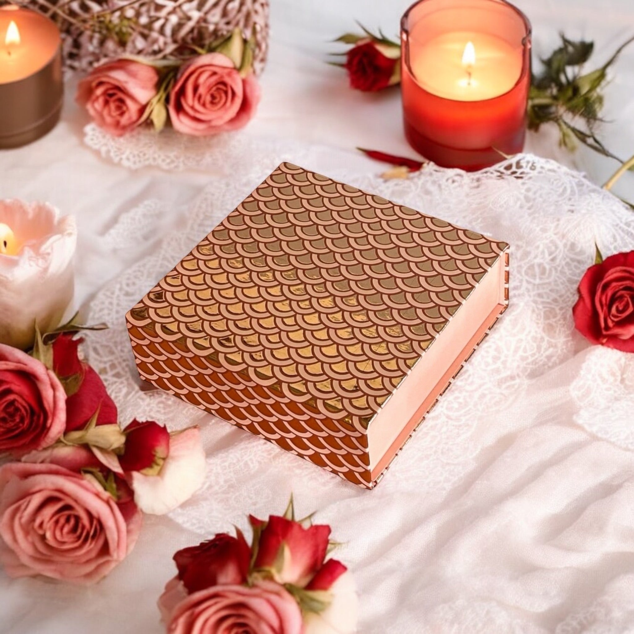 Lavish Giftz Designer Rose Gold Magnetic Hamper Box (6x6x2 inch)