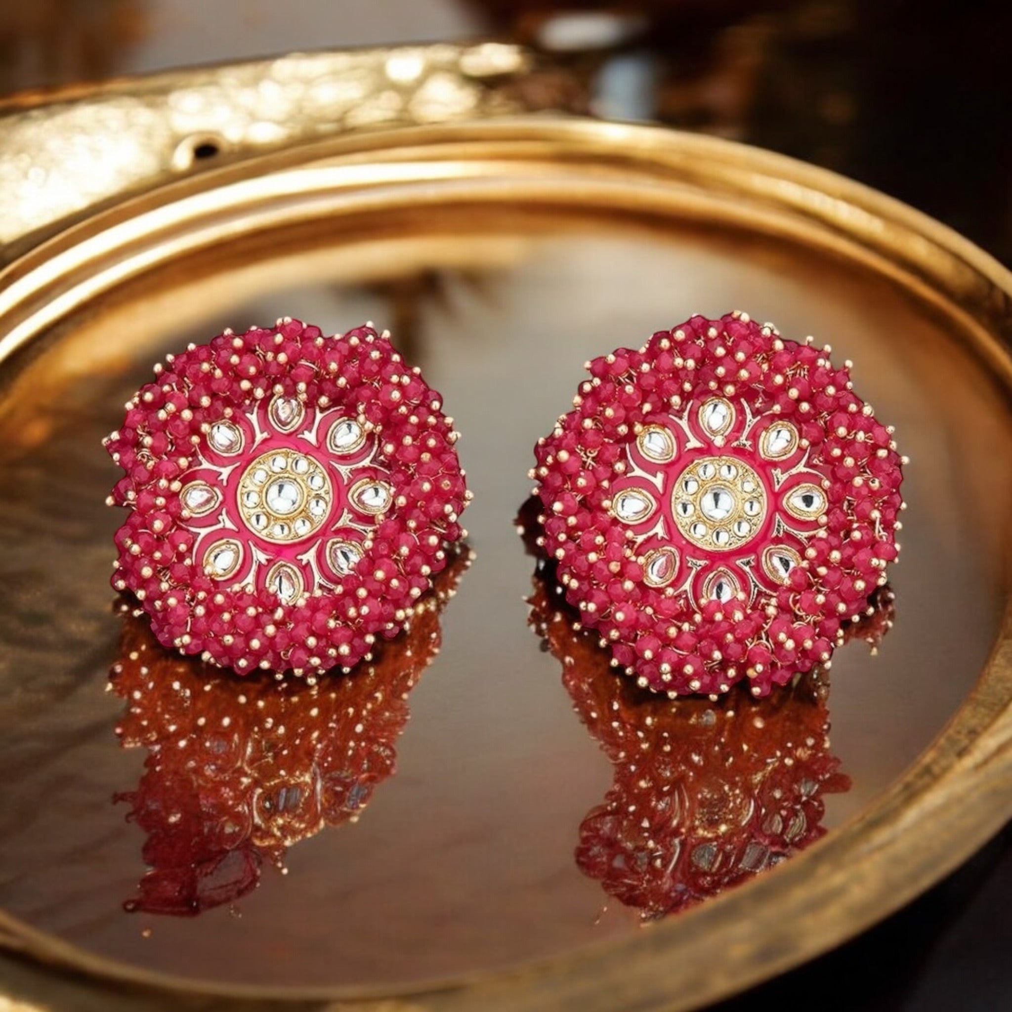 Lavish Giftz Gold Plated Indo Western Meenakari Stud Earrings