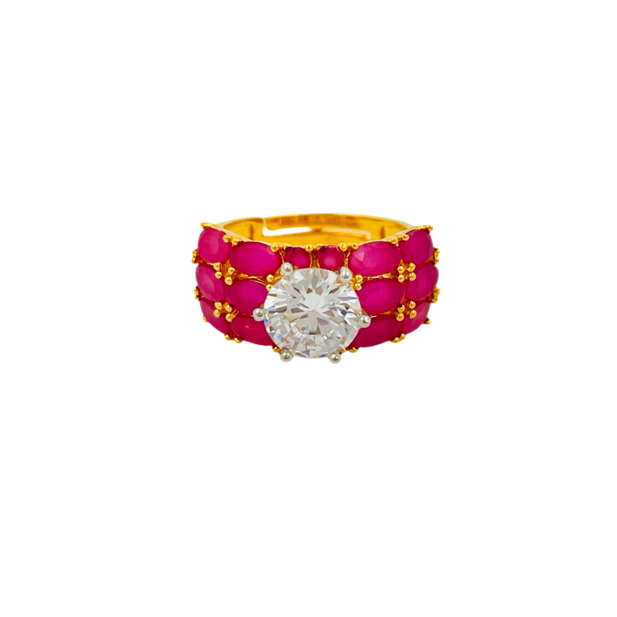 Lavish Giftz Maya Adjustable Cubic Zirconia Finger Ring - Rani