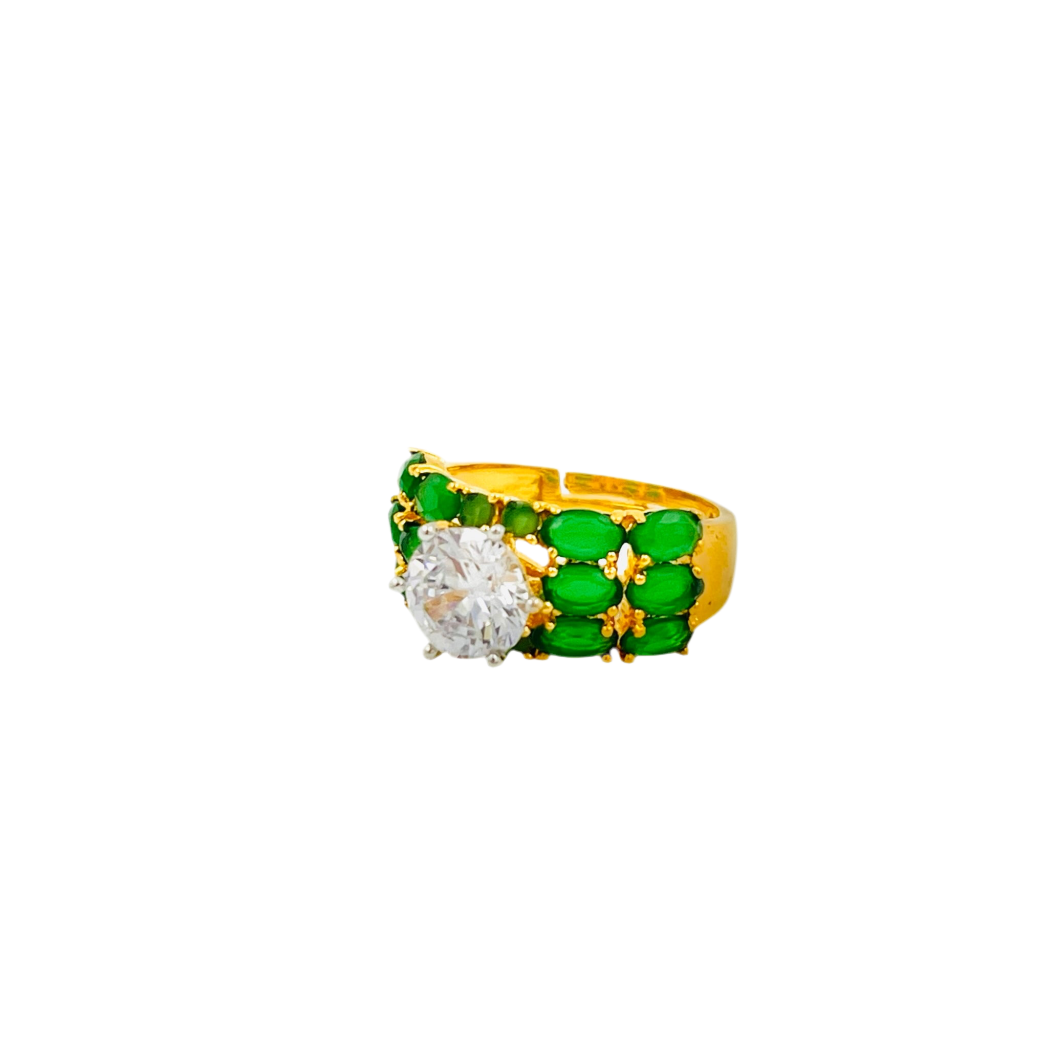 Lavish Giftz Maya Adjustable Cubic Zirconia Finger Ring - Green