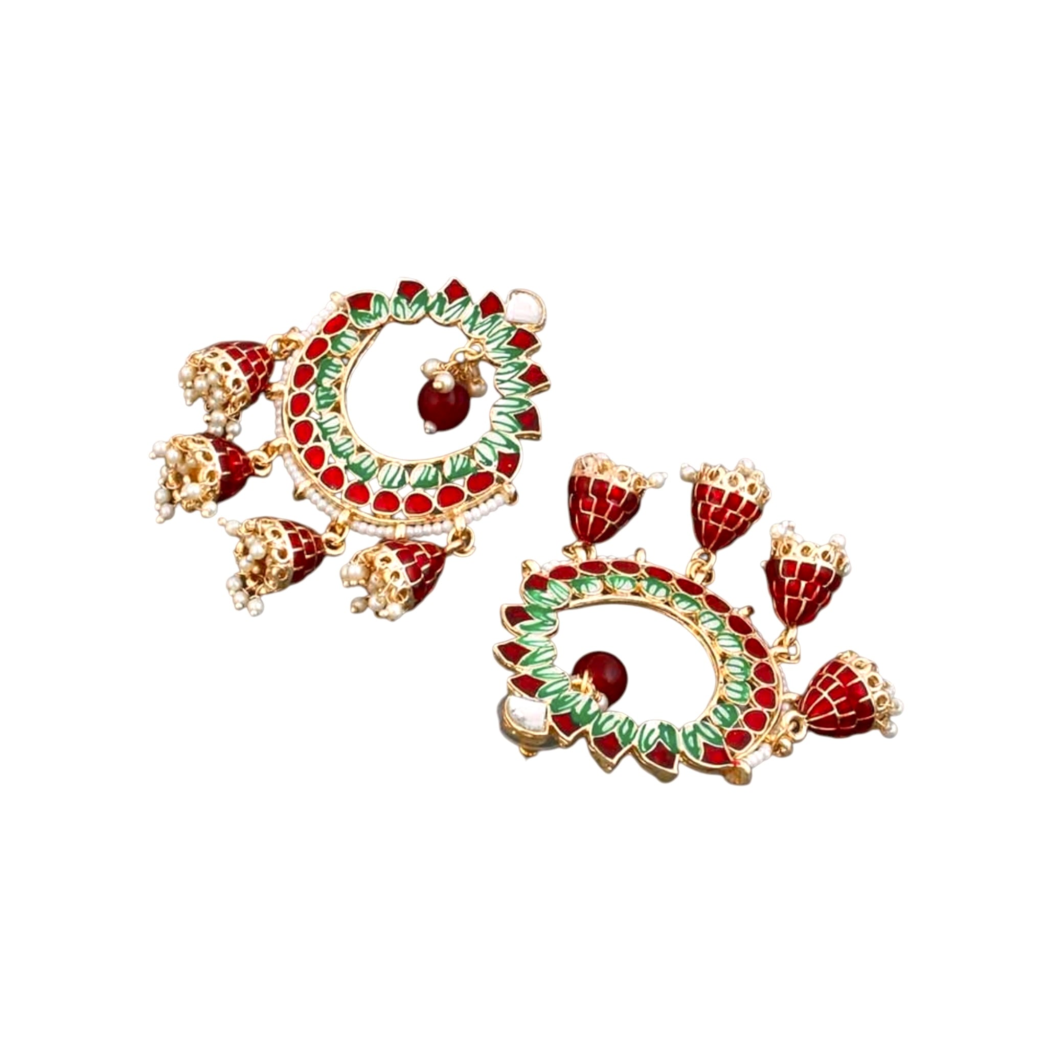 Lavish Giftz Gold Plated Trendy Enamelled Meenakari Earrings - Maroon