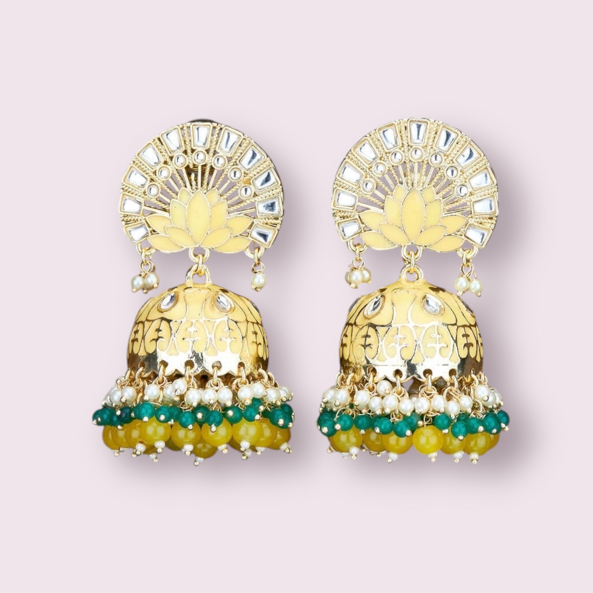 Lavish Giftz Gold Plated Indo Western Meenakari Jhumki Earrings