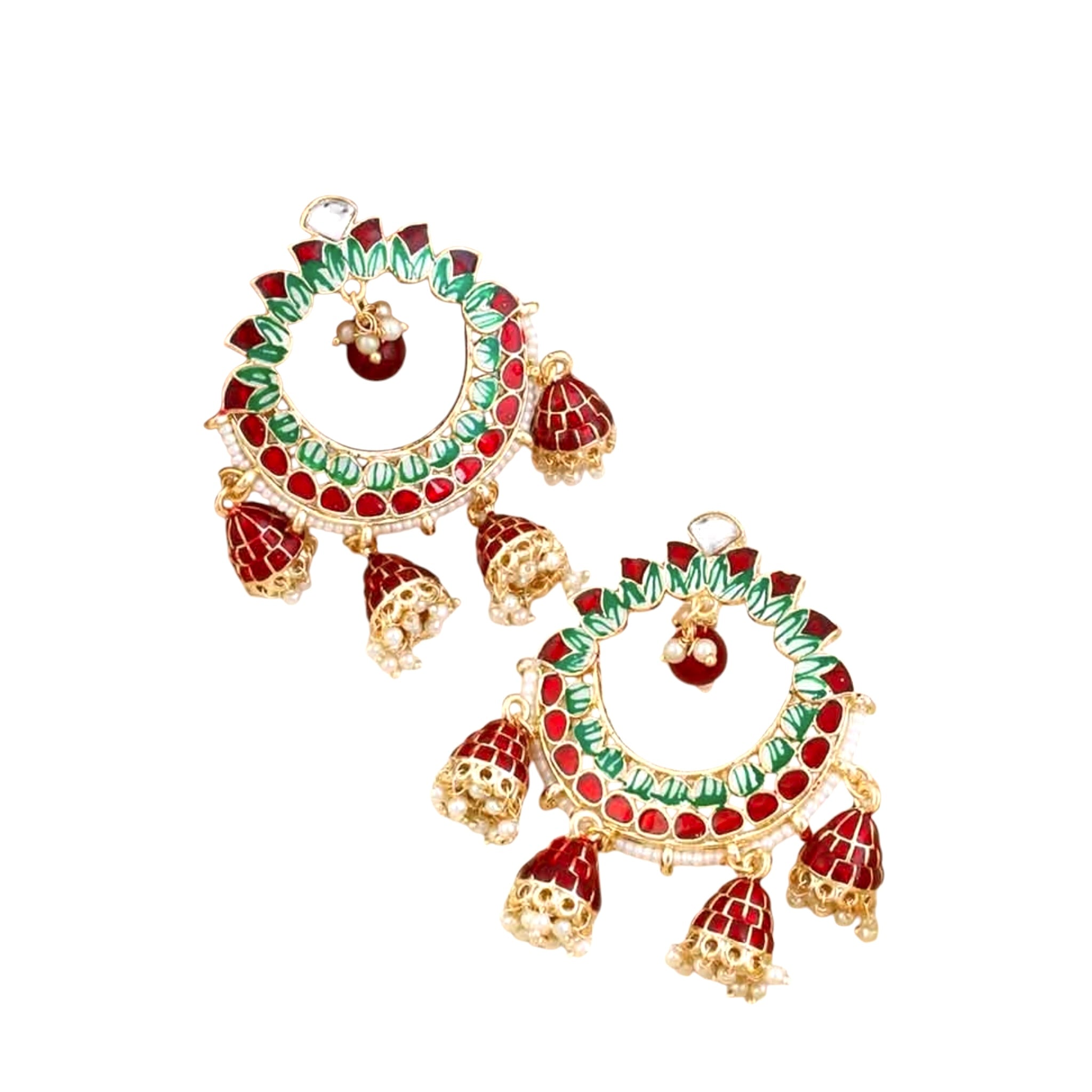 Lavish Giftz Gold Plated Trendy Enamelled Meenakari Earrings - Maroon