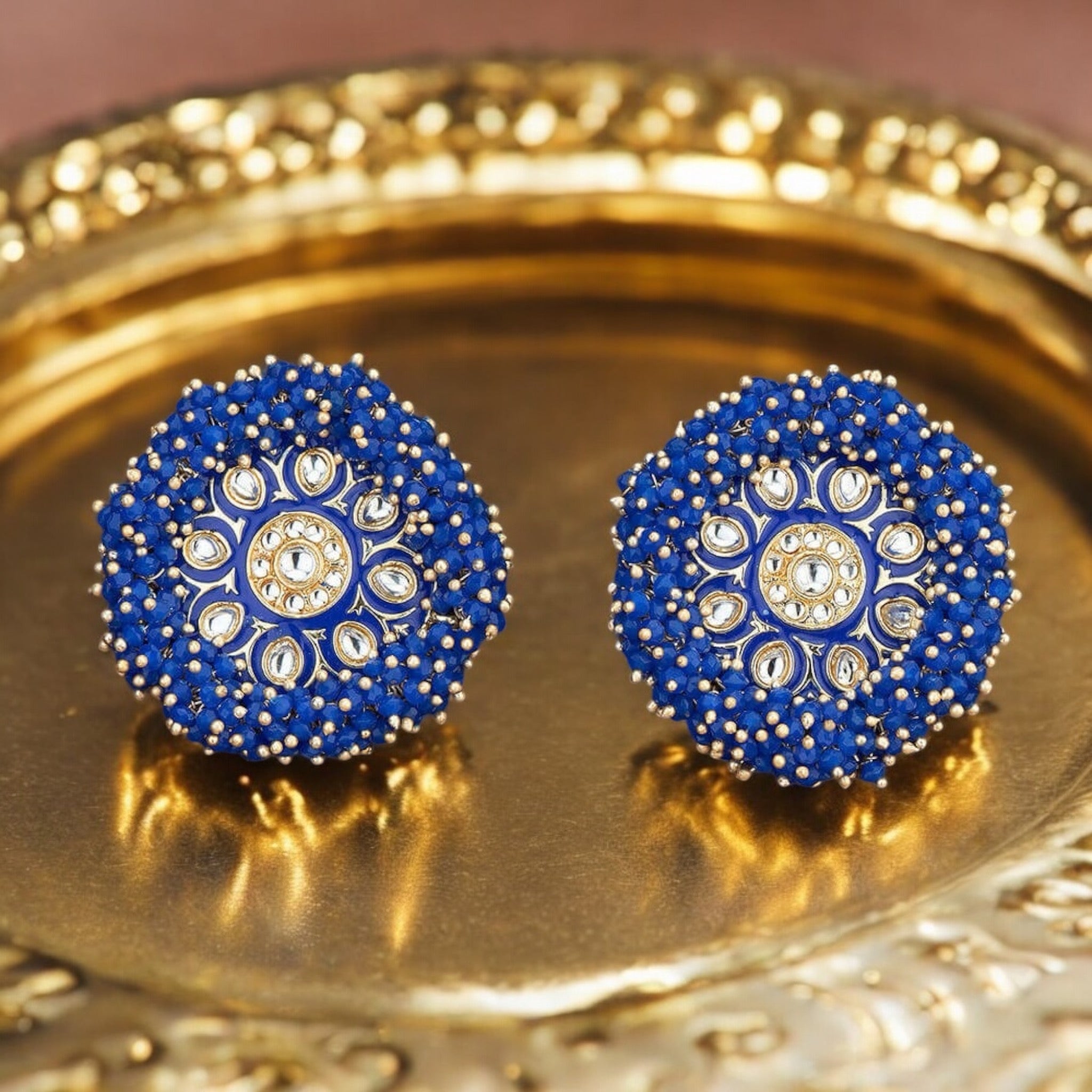 Lavish Giftz Gold Plated Indo Western Meenakari Stud Earrings