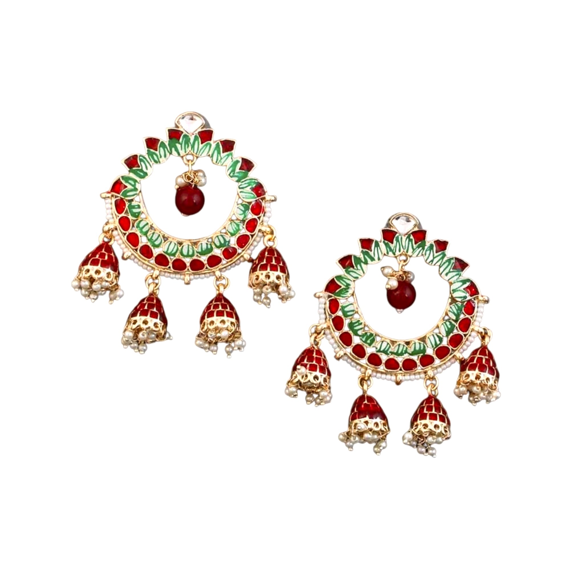 Lavish Giftz Gold Plated Trendy Enamelled Meenakari Earrings - Maroon