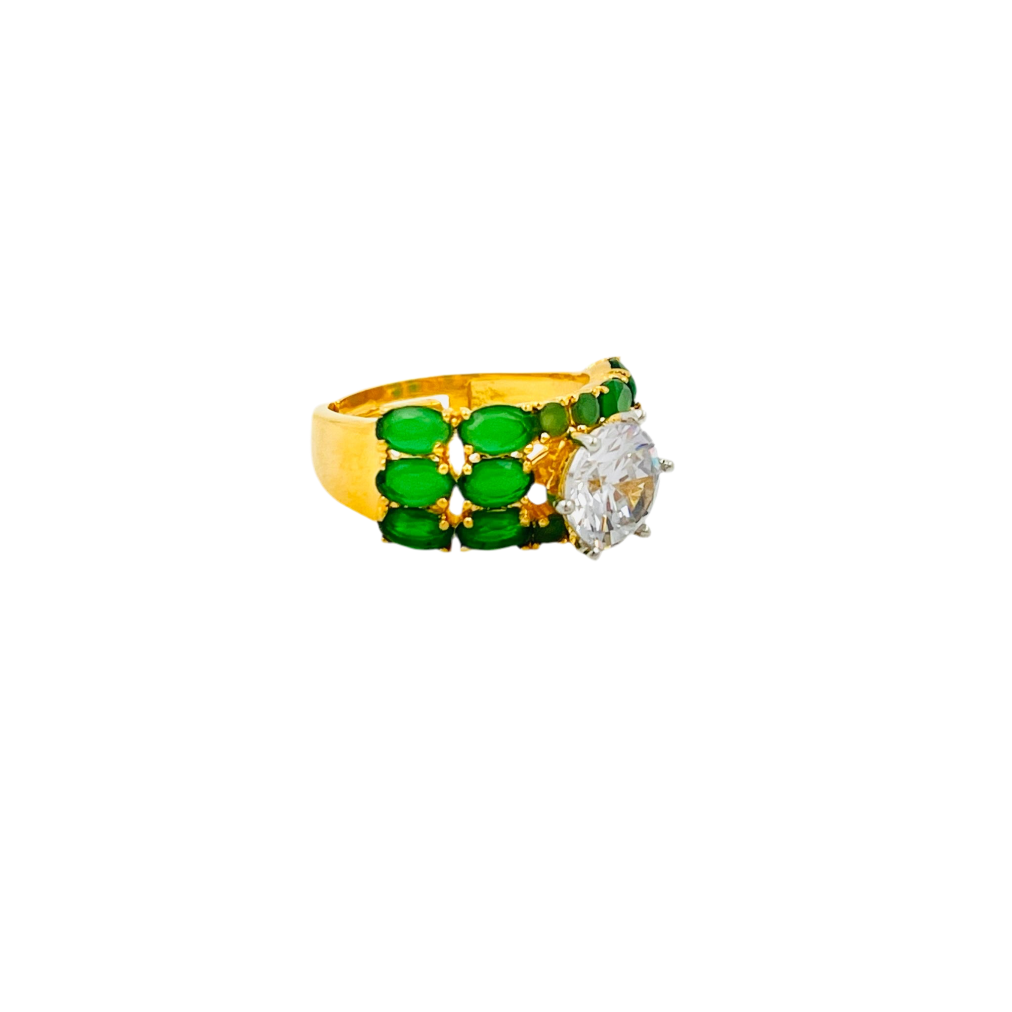 Lavish Giftz Maya Adjustable Cubic Zirconia Finger Ring - Green