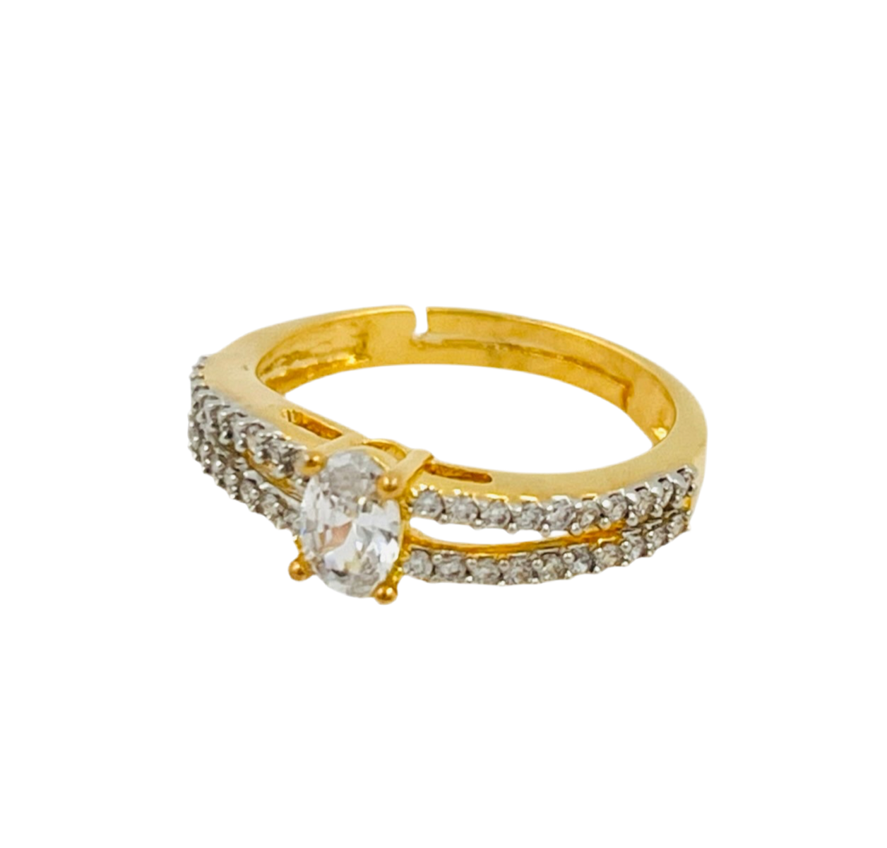 Lavish Giftz Aanya Cubic Zirconia Adjustable Ring with Rhodium Two-Tone Plating