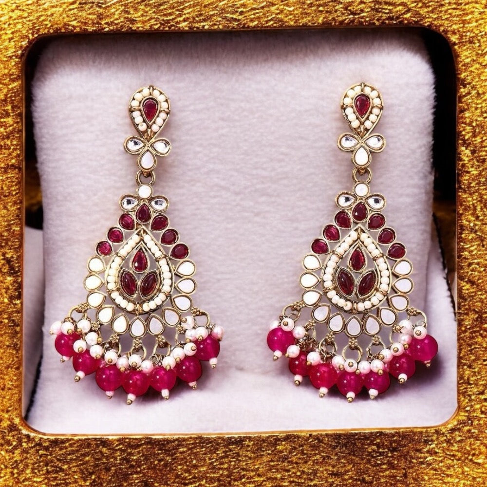 Lavish Giftz Gold Plated Indo Western Classic Earrings - Rani