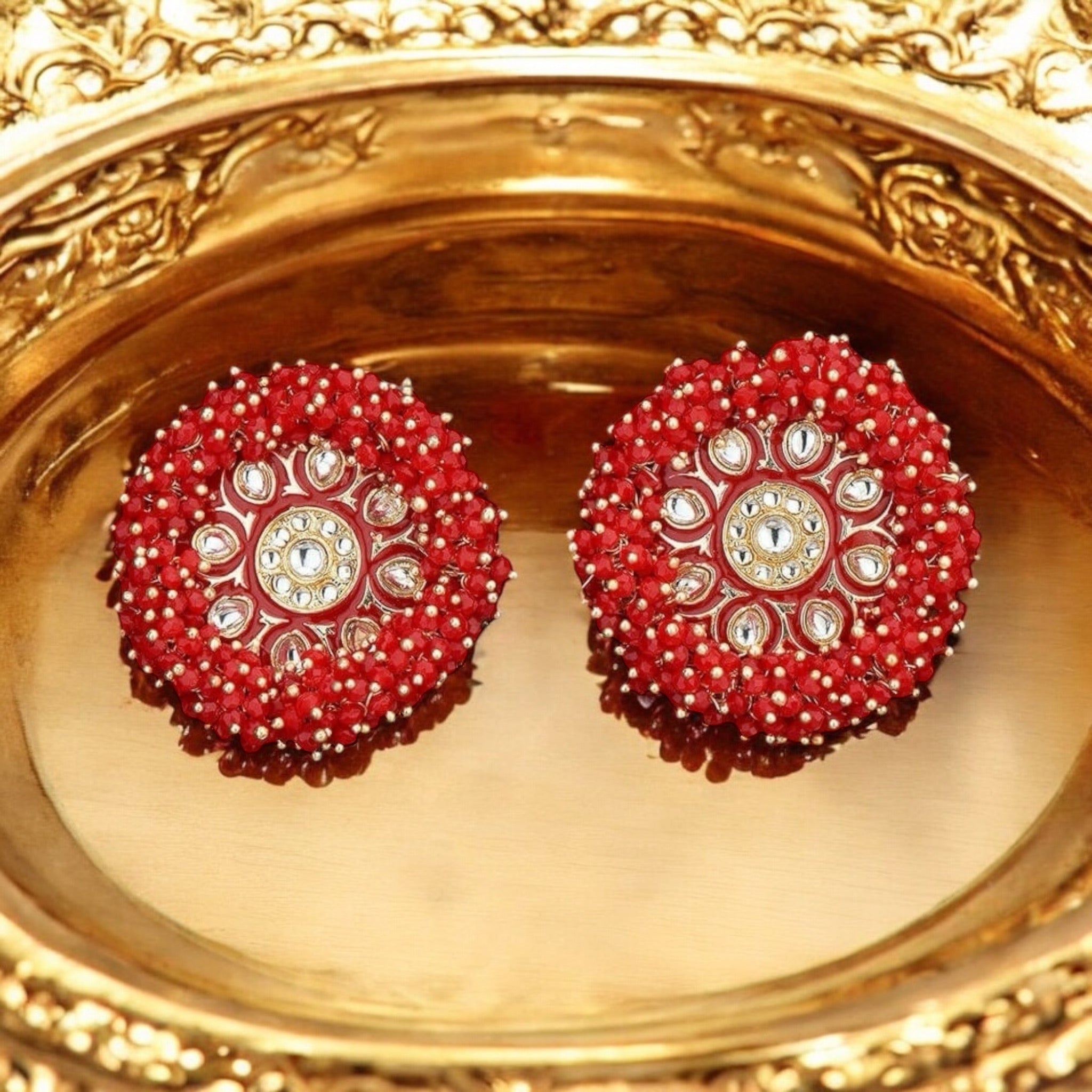 Lavish Giftz Gold Plated Indo Western Meenakari Stud Earrings