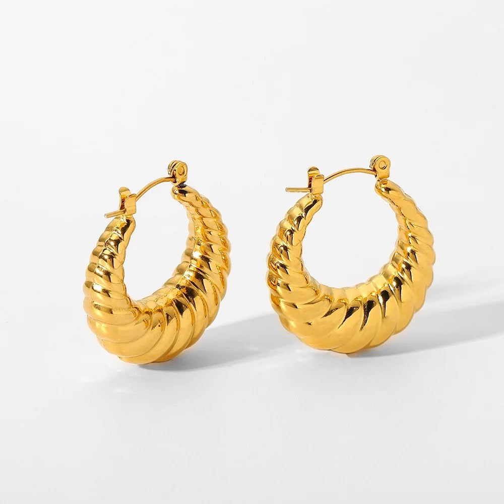 Lavish Giftz Golden Croissant Delight Hoop Earrings