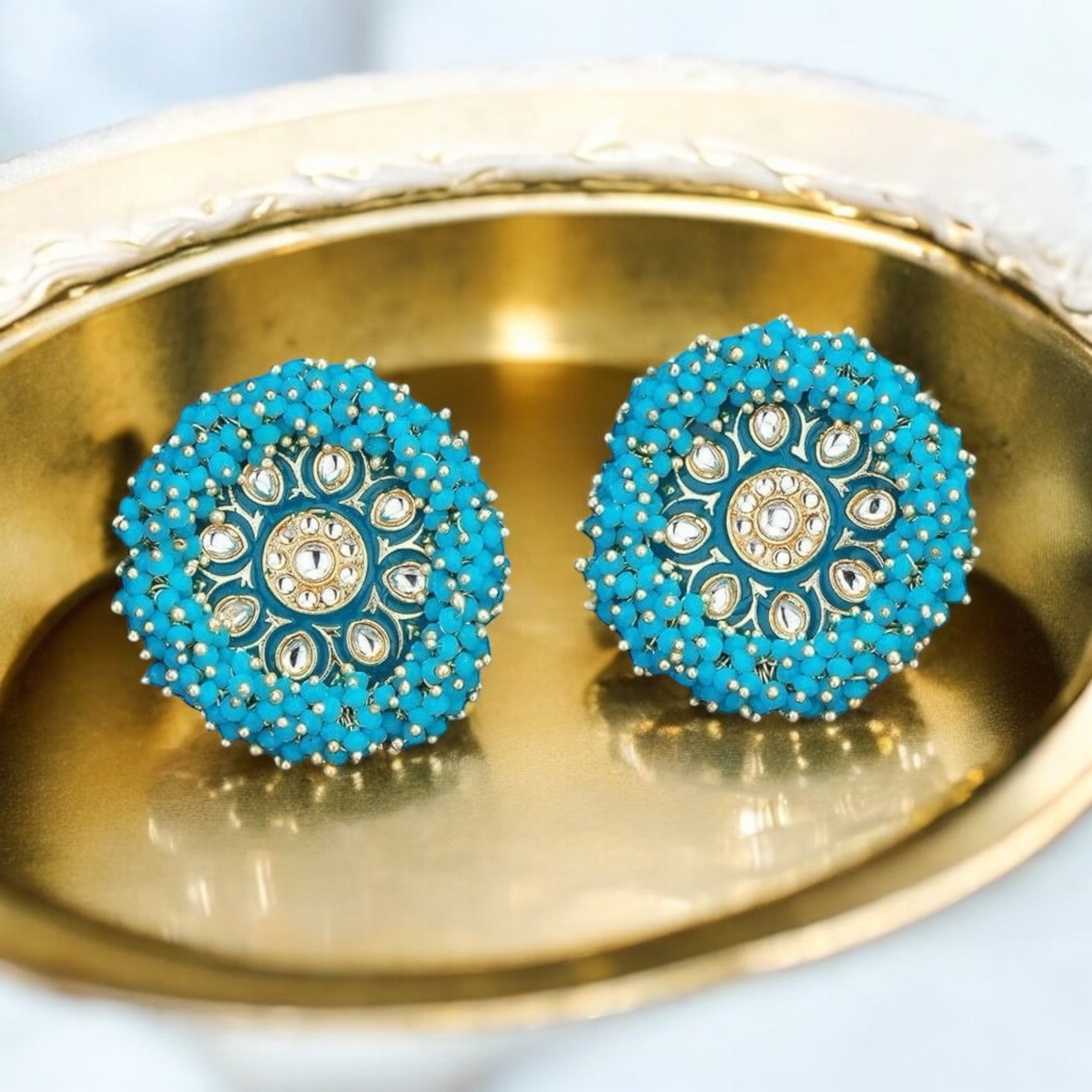 Lavish Giftz Gold Plated Indo Western Meenakari Stud Earrings