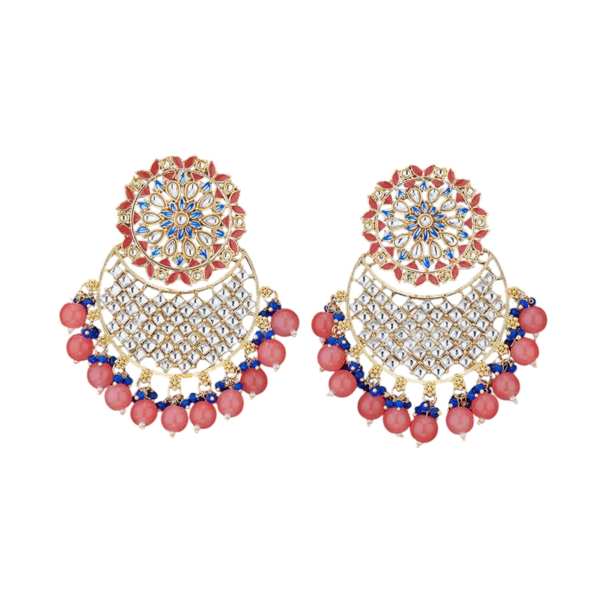 Lavish Giftz Indo Western Meenakari Earrings With Gold Plating - Pink