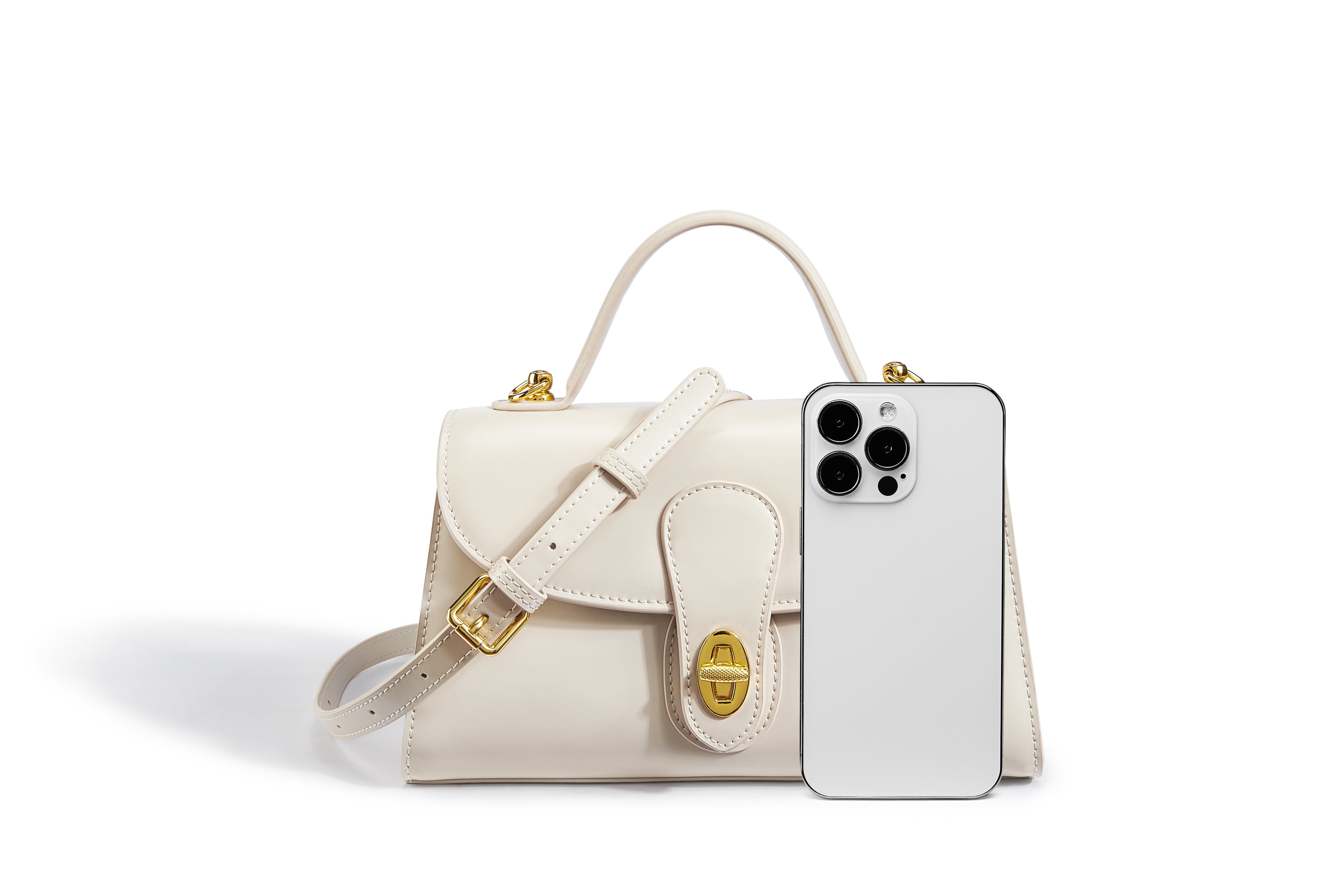 Lavish Giftz Pure Leather Lily White Luxe Handbag