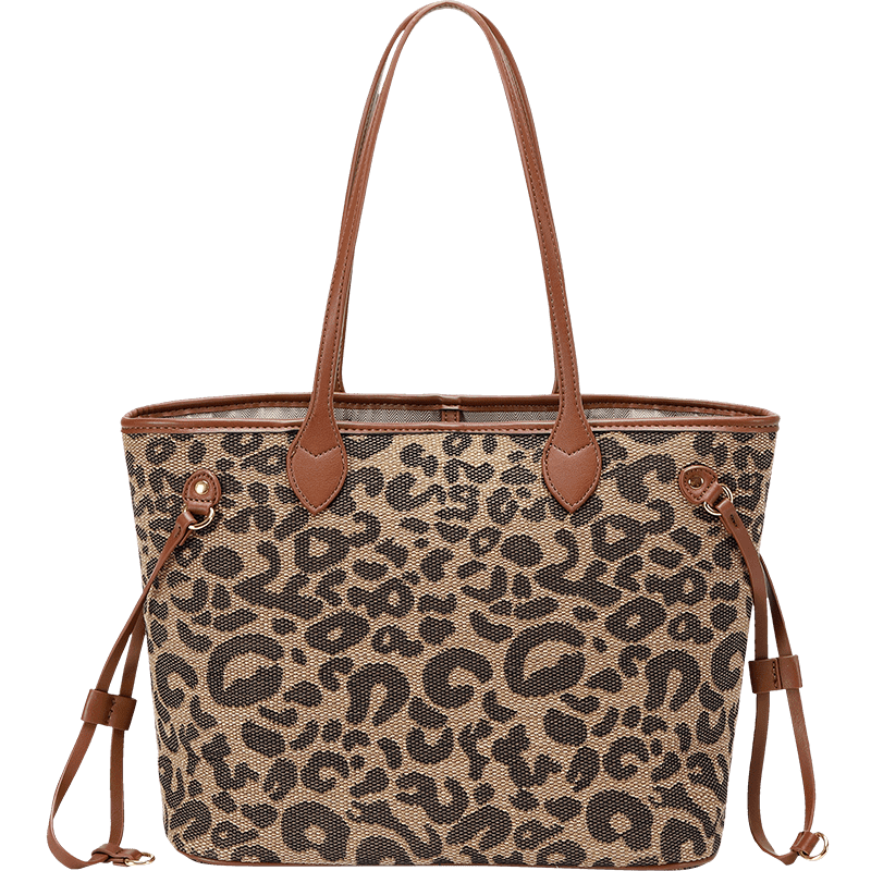 Leopard Print Oversized Canvas Black Tote Bag