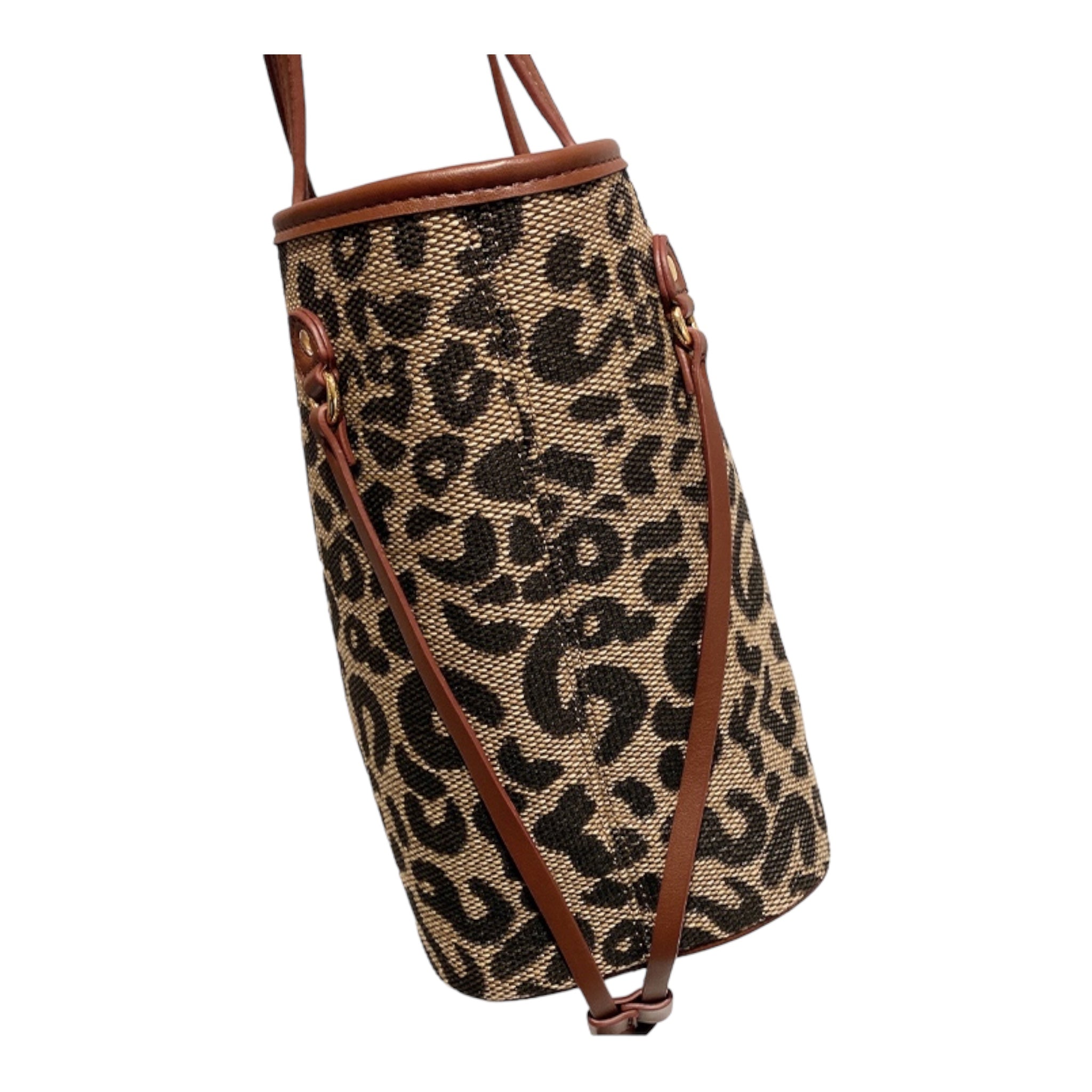 Leopard Print Oversized Canvas Black Tote Bag